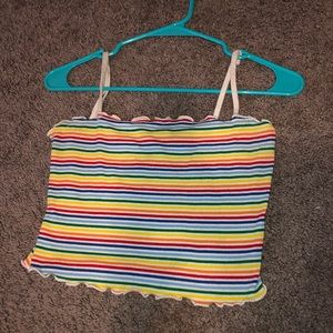 🌈stripped rainbow cropped tank top🌈
